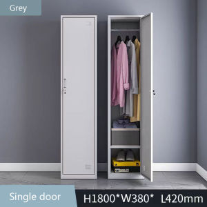 Single Door Locker Metal Cabinet With Lock Employee Storage Cabinet Office Wardrobe Storage Locker Shoe Cabinet