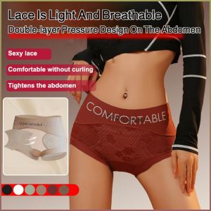 Womens Pants Seamless Double Layer Tummy Tuck Lace Panties Silk Antimicrobial Bottom Crotch