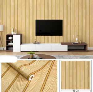 Wallpaper Stiker  Dinding Motif  Kayu Panel Kuning Lis Gold Mewah 7 s/d 8M LEBAR 45CM