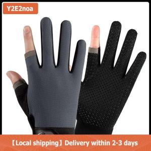 【Local shipping】 Summer Men Fishing Gloves Women Two Finger Cut Male Touchscreen Angling Anti-Slip Sun-Proof Breathable Cycling Fitness Gloves