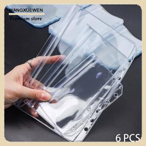 [COD] New 6pcs A5 A6 A7 6 lỗ 3 Lớp Hai Mặt Túi chất kết dính dây kéo trong suốt thư mục và Side mở thư mục không thấm nước PVC