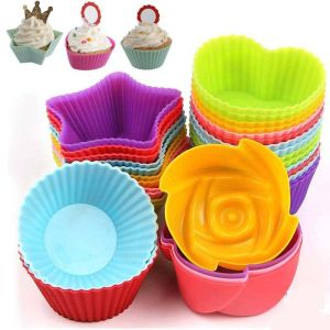 10pcs-100pcs Silicon Cupcake Puto Molder Cake Cup Pudding Mould Baking Gadgets Cakes Model DIY Cake Tools