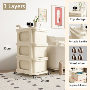 L24-26cm (3-5 Layers) Multipurpose Trolley Moveable Toy Snack Drawer Storage Cabinet With Roller Drawer Cabinet 手推车/移动式抽屉柜