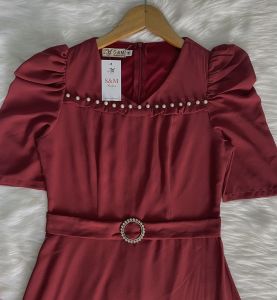 Đầm maxi form dài bèo ngực đính ngọc khoen eo tay phồng Misa - MS0307(Hình thật shop chụp)