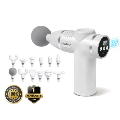 ALLTOU ปืนนวด ที่นวด เครื่องนวดไฟฟ้า พร้อมหัวนวด 12PCS Massage gun เครื่องนวดมือถือ ปืนนวดกล้ามเนื้อ ปืนนวดกล้ามเนื้อ