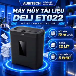 Máy Hủy Tài Liệu Deli 12 Lít Cao Cấp ET022 Hủy Card CD Tài Liệu Giấy Tờ Cho Văn Phòng