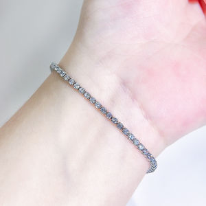 Sequito Phụ Nữ Tinh Tế trang sức đeo cổ tay Đầy Đủ Inlay Vòng Aaaaaa đá Cubic Zirconia mạ bạc phong cách đơn giản Vòng Đeo Tay Món Quà Sinh Nhật B341