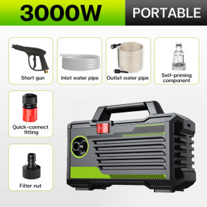 PROFESSIONAL 3800W Pressure Washer 400BAR Heavy Duty - Portable Car Wash Machine with Foam Blaster Hose Nozzle Tips & Self-Priming Function for Auto Patio Fence Cleaning (220V)