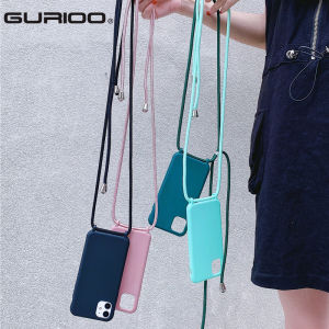 Silicone Soft Case For iPhone 16 15 14 13 11 12 Pro MAX SE 7 8 6s Plus Crossbody Necklace Cord With Rope For iPhone X S XR Cover