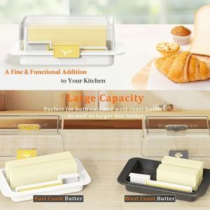NATAL Dustproof Butter Storage Box Fresh-keeping Clear Lid Cheese Container Butter Tray Reusable Cheese Keeper Kitchen Baking