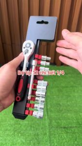 Bộ tuýp sửa chữa 12 chi tiết cao cấp CRV 1/4 siêu bền và tự động.