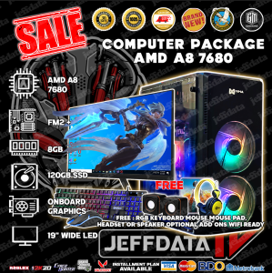Computer Set Amd A8-7680 8gb 120gb SSD onboard 19 Wide Led Keyboard and mouse speaker wifi ready