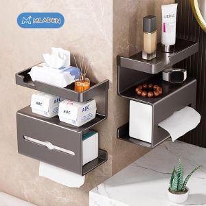 MLADEN Bathroom Tissue Holder Wall Mounted Toilet Paper Roll Storage Rack Punch-Free Waterproof