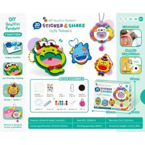 EmmAmy® 4Pcs/Set Kids DIY Cartoon Shake Toy Pendant / Magnetic Fridge Sticker Toys/DIY Keychain Pendant Childrens Educational DIY Graffiti Toys