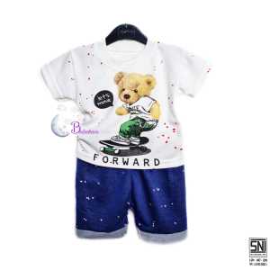 BAJU BAYI ECER CASUAL KASUAL SETELAN ANAK LAKI-LAKI BEAR CELANA KOTAK TRENDY KECE / SETELAN ANAK HARGA GROSIR