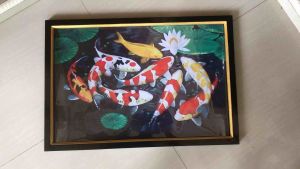 Cetak Gambar Ikan Koi plus Bingkai ukuran