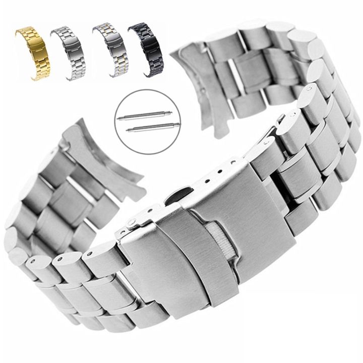 18mm 20mm 22mm 24mm Solid Stainless Steel Watch Band Men Women Curved