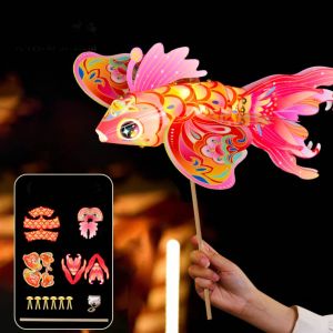 Brisa mid-autumn lantern chinese new year decoration items home 灯笼 Waterproof Handheld Fish Lantern Handheld DIY Handmade DIY Lantern Materials Cute Luminous Mid-Autumn Festival Lantern Hanfu Accessories