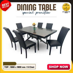 โต๊ะทานข้าว 6 ที่นั่ง ขนาด 1000 x 1800 mm