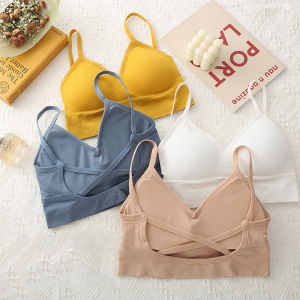 พร้อมส่งของอยู่ไทย ชุดชั้นในเสื้อชั้นในสปอร์ตบาร์เสริมฟองน้ำสำหรับผู้หญิง แต่งสายไขว้หลังมาใหม่ มี 3 สี ให้เลือก