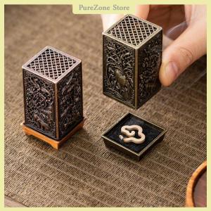 [PureZone] Square Vertical Incense Small Xiangyun Alloy Incense Holder Indoor Aromatherapy Home Ornament Chinese Plum Inense s