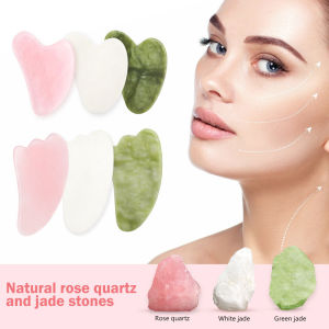 DECINIEE Heart-shaped Guasha Rose Quartz Jade Stone Scraper Face Massage Tools Guasha Board Guasha Plate Anti Wrinkle for Face Neck Body