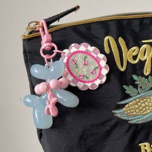 HEFEI Kawaii Puppy Keychain Balloon Acrylic Tulip Pendant Mini Colorful Jelly Dog Keyring Backpack Decor