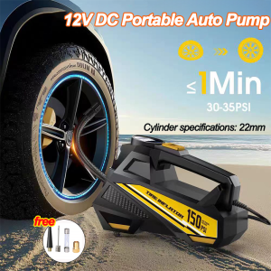150 PSI Car Air Pump Portable 12V Tire Inflator Vehicle Pump Digital Auto Motorcycles Portable Air Pump For Motorcycle Car Bicycle Air Compressor LED Digital Display