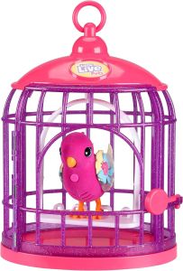 Little Live Pets - Lil Bird & Bird Cage: Polly Pearl New Light Up Wings with 20 + Sounds and Reacts to Touch