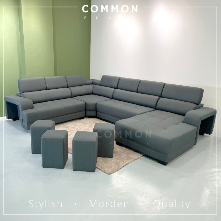 🔥 Free Delivery 🔥 Common Space Orson 6 Seaters C Shape Sofa Fabric