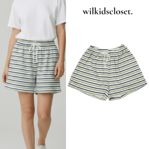 Cotton comfy wilbloom shorts for adult women and plus size teens in prints and colors. Striped design drawstring waist casual fit.