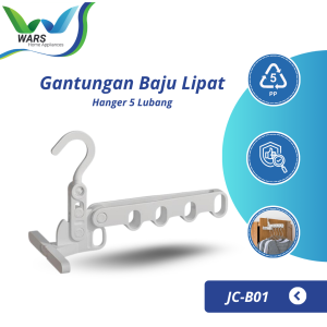 WARS Gantungan Baju Lipat 5 Lubang Hanger Pintu Tanpa Paku