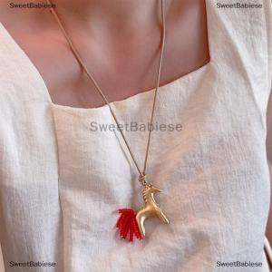 [COD] SweetBabiese New Pony tua dây chuyền mặt dây chuyền cho phụ nữ dài có thể điều chỉnh xương đòn chuỗi Áo len chuỗi Đồ trang sức