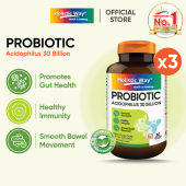 [Bundle of 3] Holistic Way Probiotic Acidophilus Complex 30 Billion – Supports Digestion Immunity & Balanced Gut Flora with Probiotics & Prebiotics (30 Vegetarian Capsules per bottle)