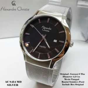 Jam tangan Pria Alexandre christie 8414MD tanggal aktif analog tali pasir bulat original