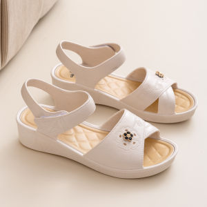 [Free Shipping] Summer Sandals For Mothers Suitable For Outdoor Wear With Soft Soles And Wedge Heels For Middle-Aged And Elderly Women Slip-Resistant Versatile And Elegant