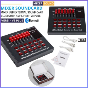 PENGIRIMAN CEPAT TaffSTUDIO Bluetooth USB External Soundcard Live Mic Headset V8 Plus / soundcard sound card bluetooth lengkap full set V8