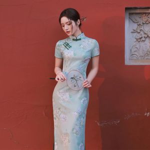 High-End Cheongsam 2024 New Girl Summer Republic of China High-End Young Elegant Long Dress New Chinese Style