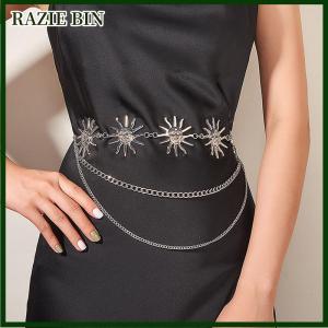RAZIE BIN Multilayer Punk Gothic Moon Sun Waist Chain Metal Belts For Women Dress Jewelry Waist Chain Waist Belts
