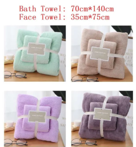 Goodluck 2in1 Towel Set High Quality Towel Gift Bath towel & Hand Towel Microfiber 70x140cm