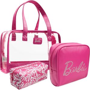 Get Trend Barbie Toiletry Bags Set of 3 Zipped Wash Bag and Cosmetic Bag Holiday Essentials
