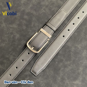 Dây thắt lưng nam da bò Vicobi TLB6 dây lưng khóa xỏ kim bản 33cm