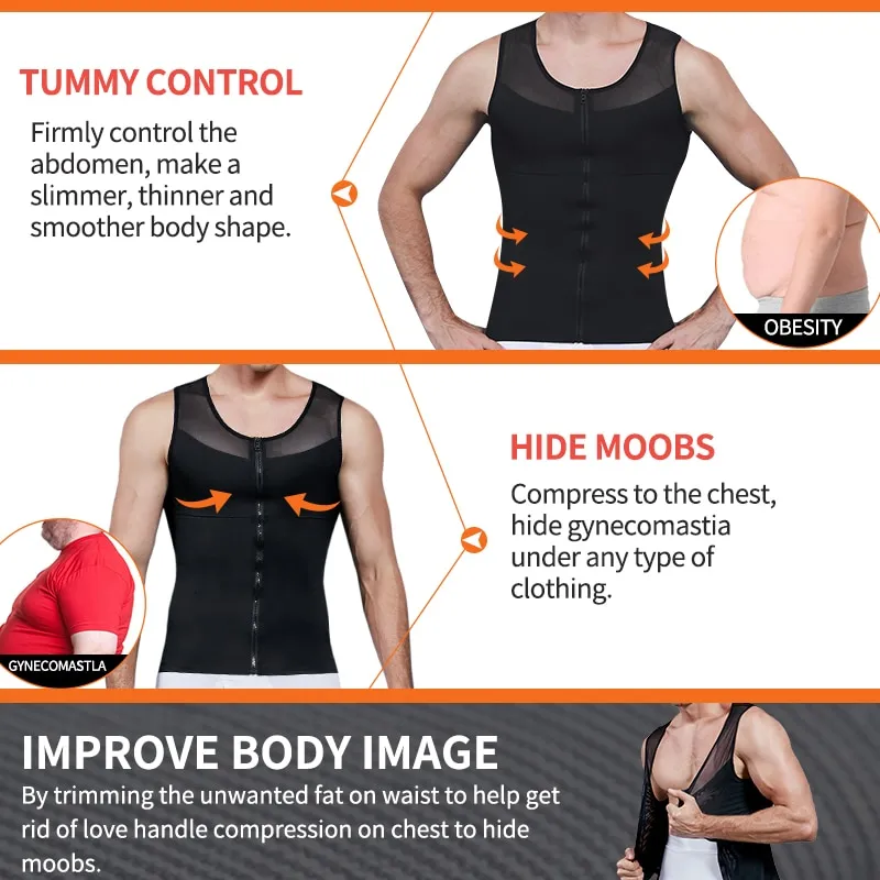 Mens Compression Tank Top Slimming Body Shaper Vest Shirts Slim