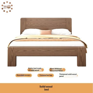 Solid Wood Bed Modern Minimalist Double Bed for Bedroom Single Bed Frame for Small and Large Apartments