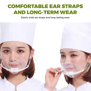 10pcs Food Sanitary Mouth Mask Transparent Clear Anti Fog Shield Protection With Adjustable Strap