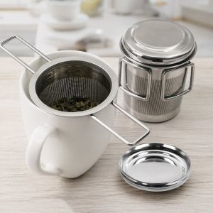 Yummy.miya Stainless Steel Tea Infuser Filter With Lid Fine Mesh Reusable Loose Leaf Strainer Cup Mug