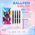 SQUEEZY Ballpoint 4 Warna 0.7mm | Bolpoin 4 in 1 Multicolor | Ballpen 4 Warna 1 Pak Isi 12 Pcs Sekolah & Kantor | BP-SQ204C. 