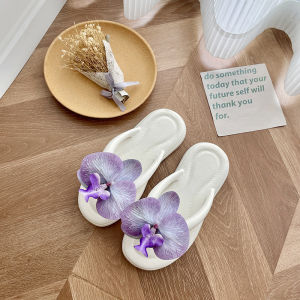 [Free Shipping] Summer Beach Sandals Featuring The Same Butterfly Orchid Design Are Perfect For Vacations And Can Be Worn As Flip-Flops