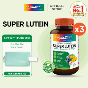 [Bundle of 3] Holistic Way Super Lutein – Filters Blue Light | Relieves Eye Strain & Fatigue | Supports Vision & Eye Health with Bilberry Zeaxanthin & Eyebright — Vegan (60 Vegetarian Capsules per bottle)