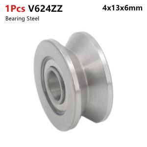 PAZNUL 1/5Pcs Carbon Steel Bearing Steel Pulley Bearing U Groove V Groove U624ZZ V624ZZ Guide Track Roller Bearing Sealed Ball Ball Bearing for Rail Track Linear Motion Systems
